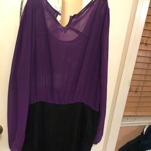 Purple sheer and black dress